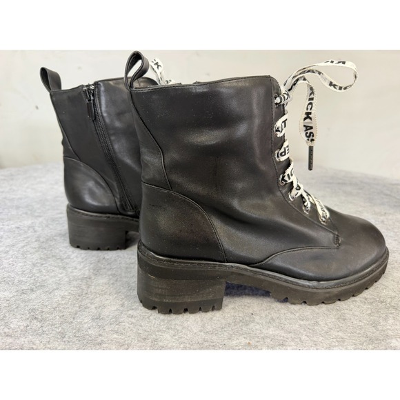 Torrid Black Combat Boots, Wide Printed Laces Women's Size 10 - Picture 5 of 10